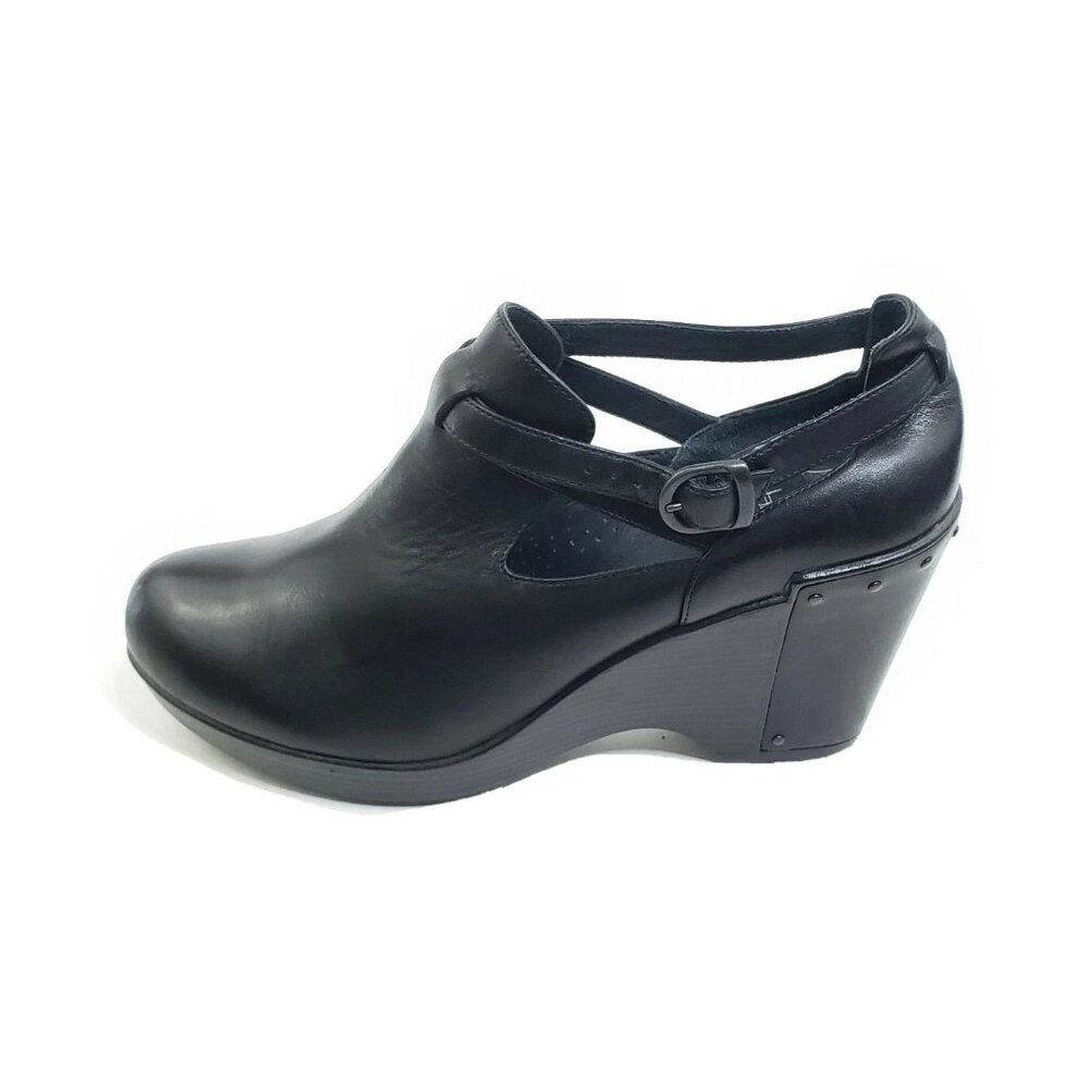 Dansko Franka Platforms Wedge Booties Black Leather Womens EUR 41 US 10–10.5